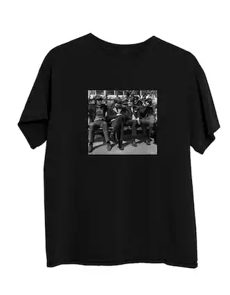 Front. PopMarket - The Beatles - The Beatles Black & White Revolver Photo Black Unisex SS Tee L - APPAREL - Multicolor.