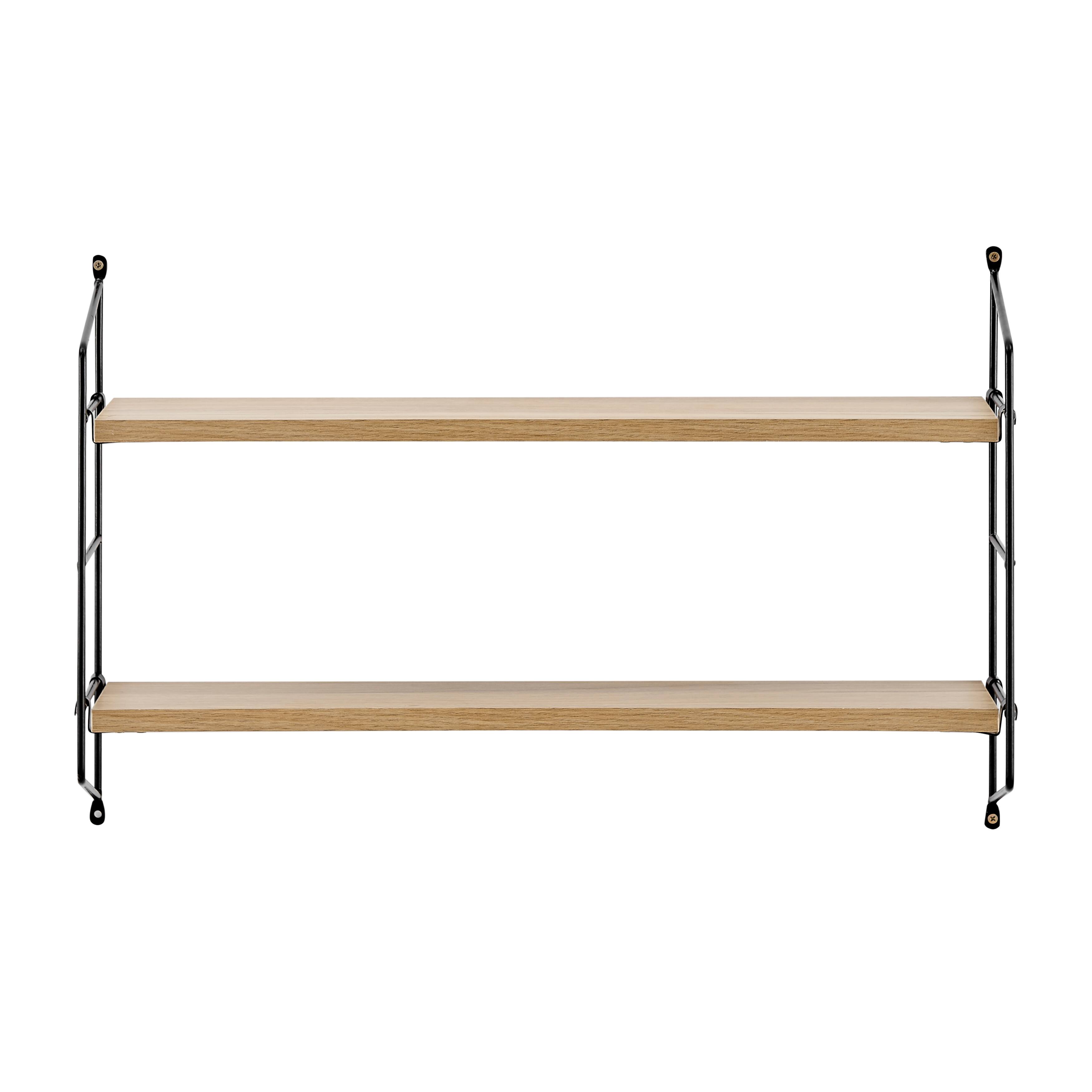 Danya B - Severini Floating Bracket Farmhouse Two-Tier Wall Shelf - Black/ - Chestnut