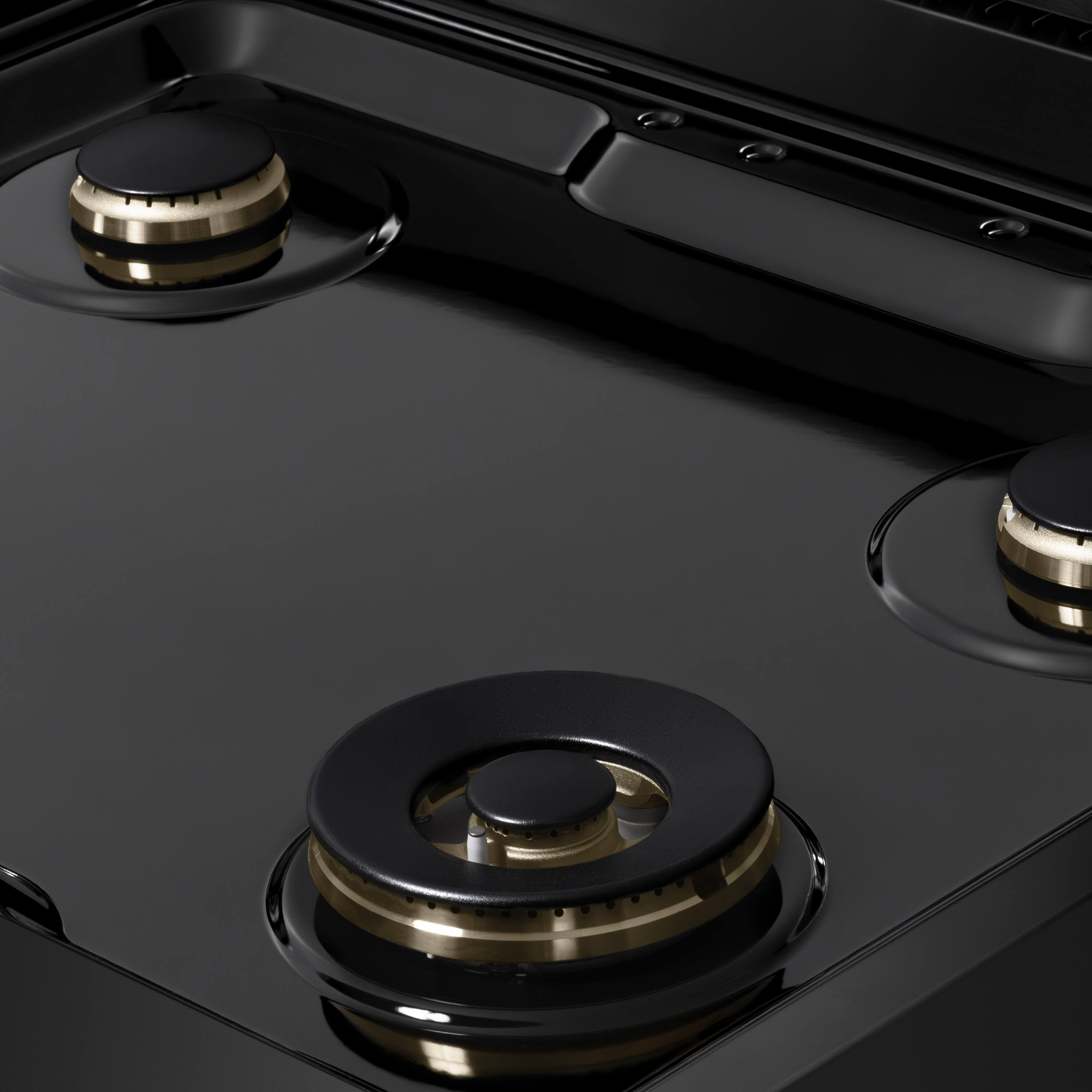 Alt View 10. ZLINE - Autograph 30 in. 4.2 cu. ft. Marino Dual Fuel Freestanding Range with 4 Gas Burners in Black Steel with Gold Accents - Black Stainless Steel.