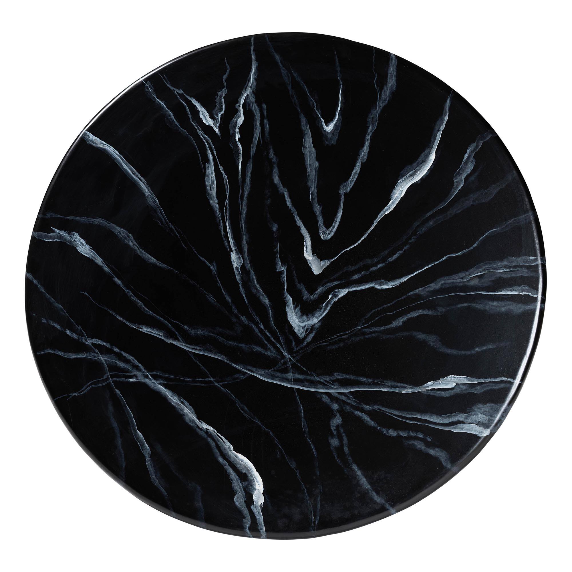 Alt View 1. bali & pari - Aponi Marbled Resin Coffee Table - Sculptural Center Table with Round Top and Pedestal Base, Black - Black.