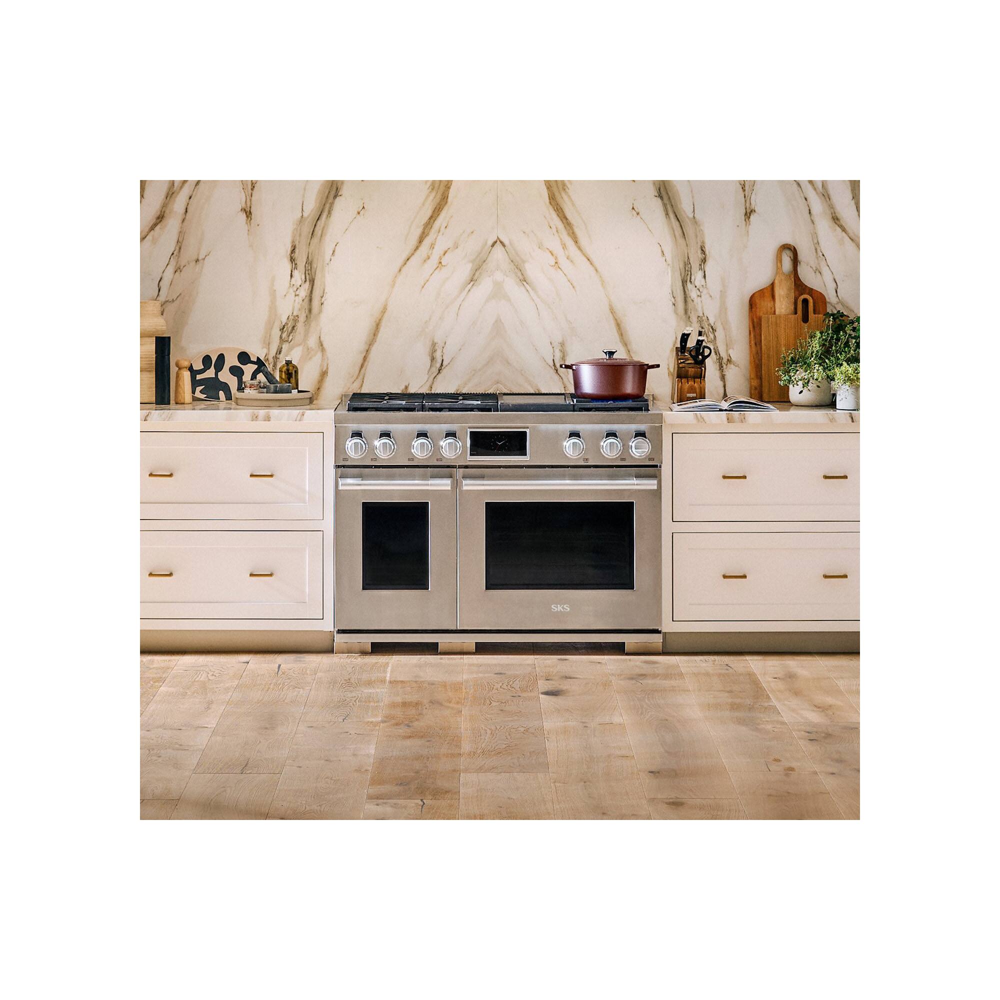 Alt View 1. SKS - Pro 48-inch 7.9 Cu. Ft. Freestanding Smart Dual Fuel Convection Double Oven Range with Chromium Griddle, 6 Burners - Stainless Steel.