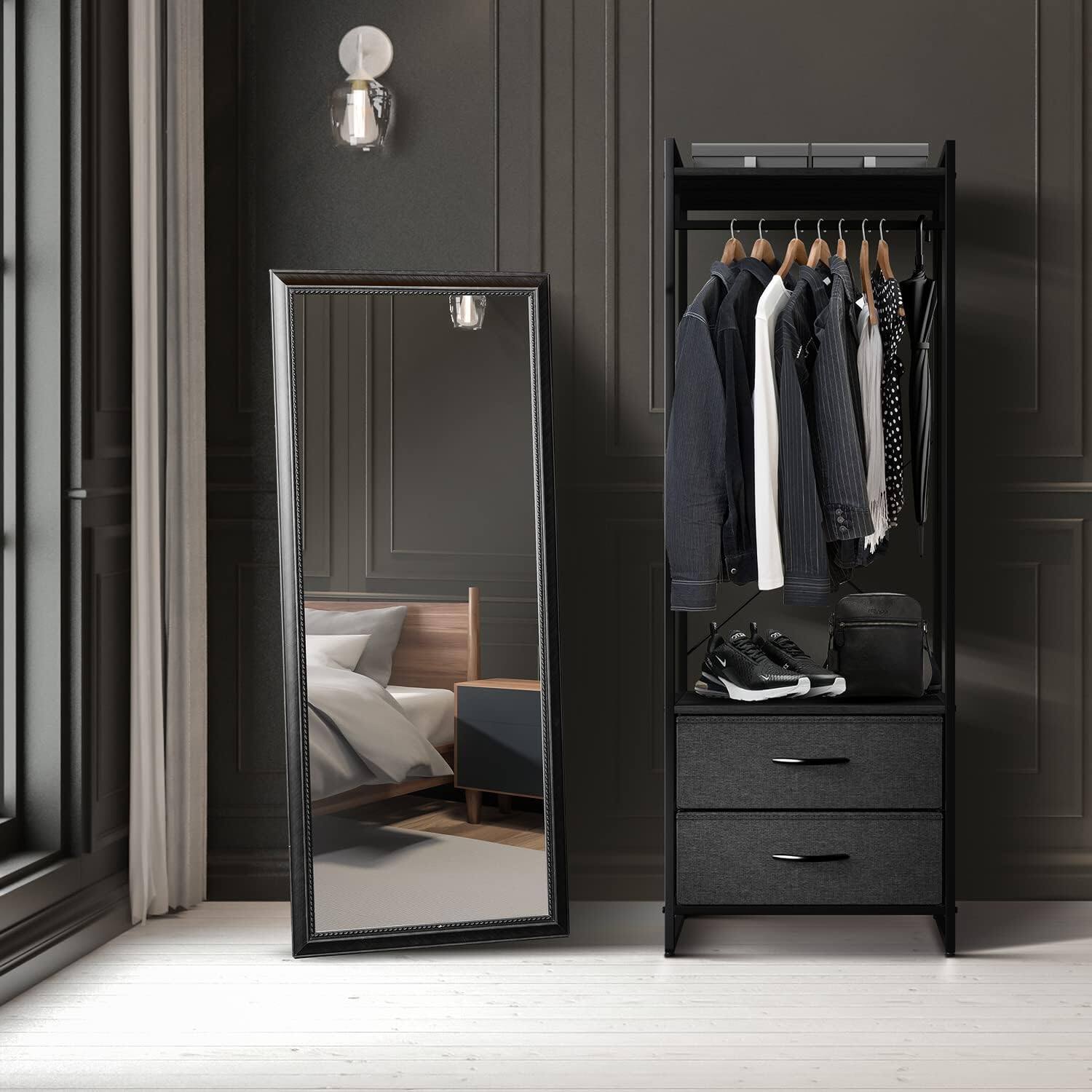 Alt View 6. Sorbus - Sorbus Clothing Rack with Drawers - Clothes Stand Dresser - Wood Top, Steel Frame for Hanging Shirts, Dresses, & Jackets - Black.