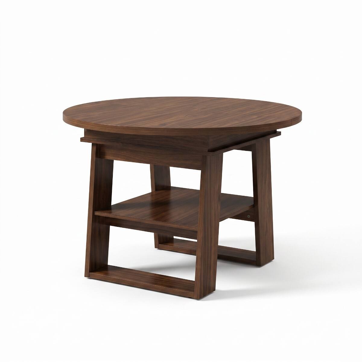 Alt View 9. Loheer - Loheer Extendable Round Dining Table, Walnut, Round-to-Oval Table for 4 to 6 People - Walnut.
