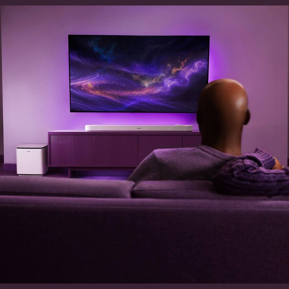 Alt View 2. Bose - Lifestyle Ultra Soundbar + Lifestyle Ultra Subwoofer + 1-Year Extended Warranty Package - White Smoke.