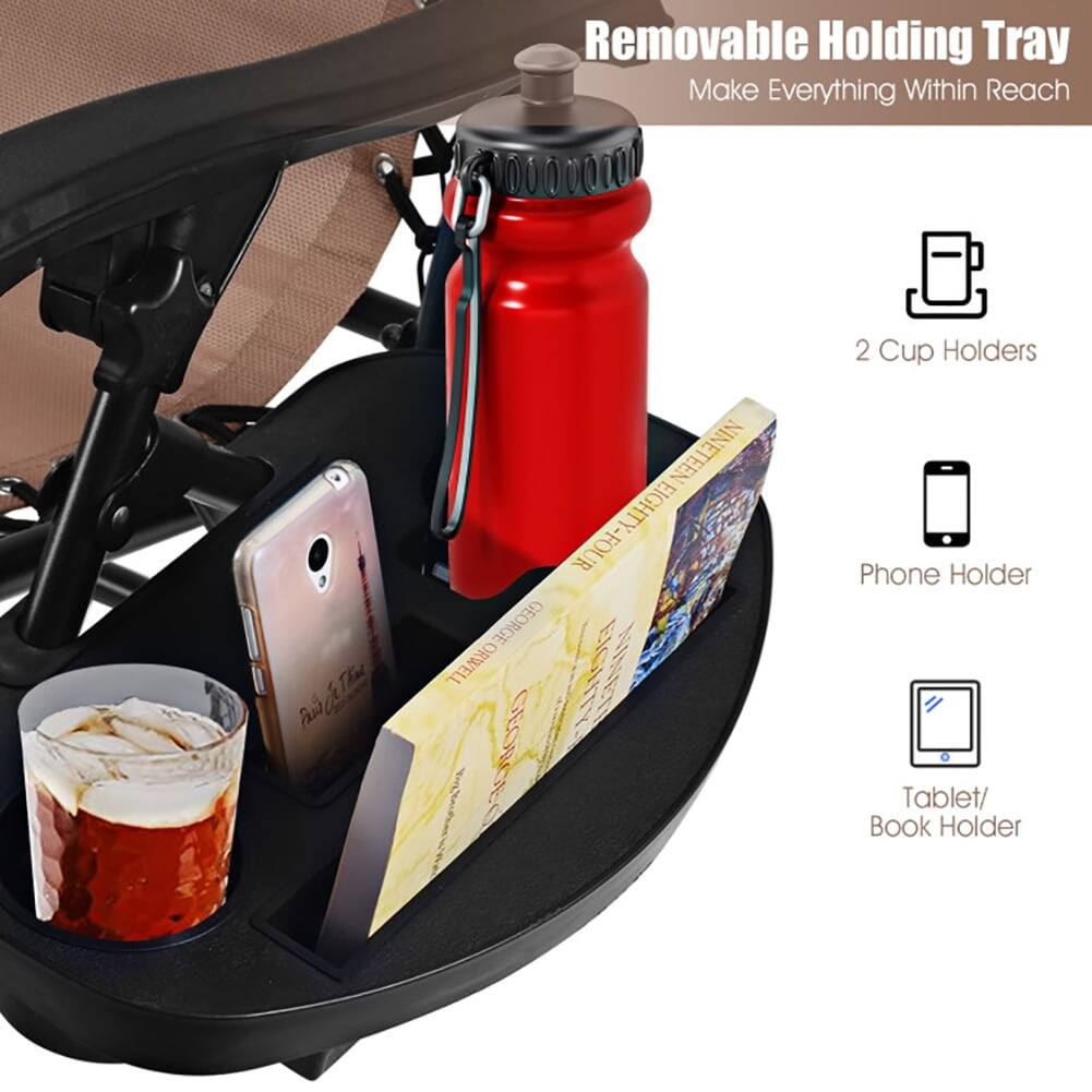 Removable Holding Tray  
Make Everything Within Reach  

2 Cup Holders  
Phone Holder  
Tablet/ Book Holder