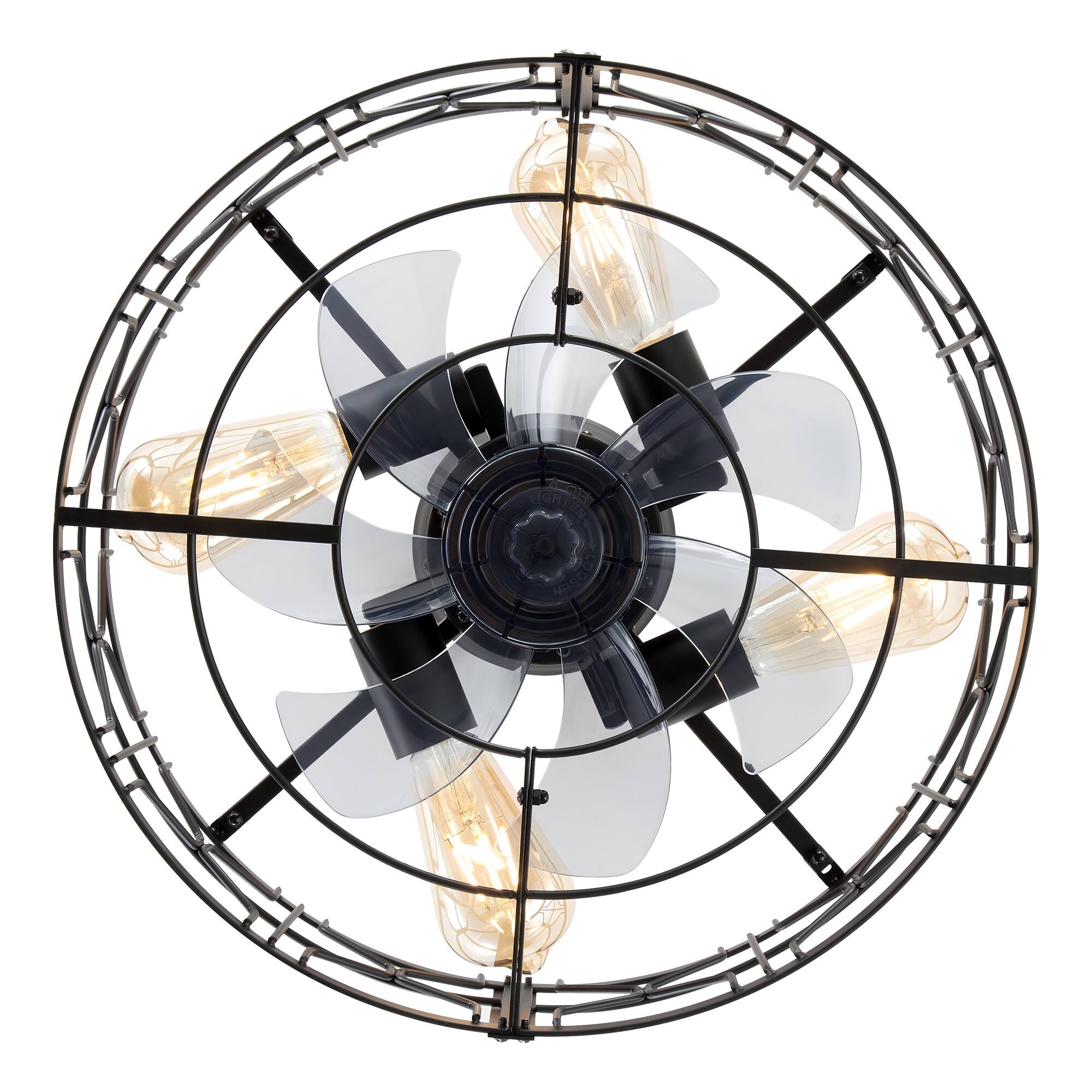 Alt View 9. Breezary - Breezary 20'' Small Caged Ceiling Fan with with Light Kit and Remote, KD Version, 7 ABS Blades, 6-Speed DC Motor, Timer - Matte Black.