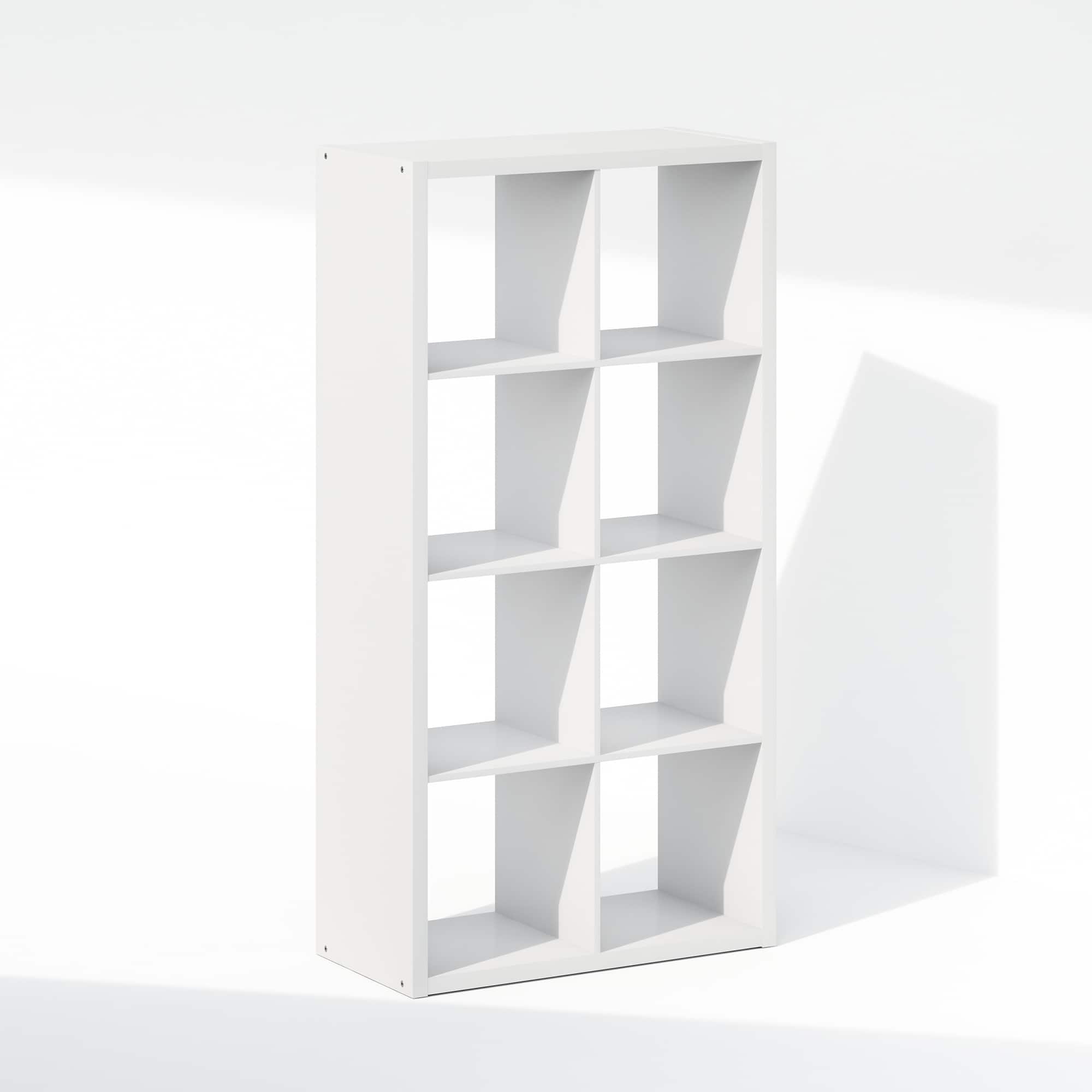 Furinno - Cubic Open Back Multipurpose Clothing & Closet Storage Organizer Shelf, 8-Cube - White