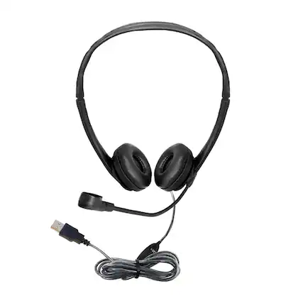 Front. HamiltonBuhl - WorkSmart Personal Headset - USB with Steel-Reinforced Gooseneck Microphone, Leatherette Ear Cushions.