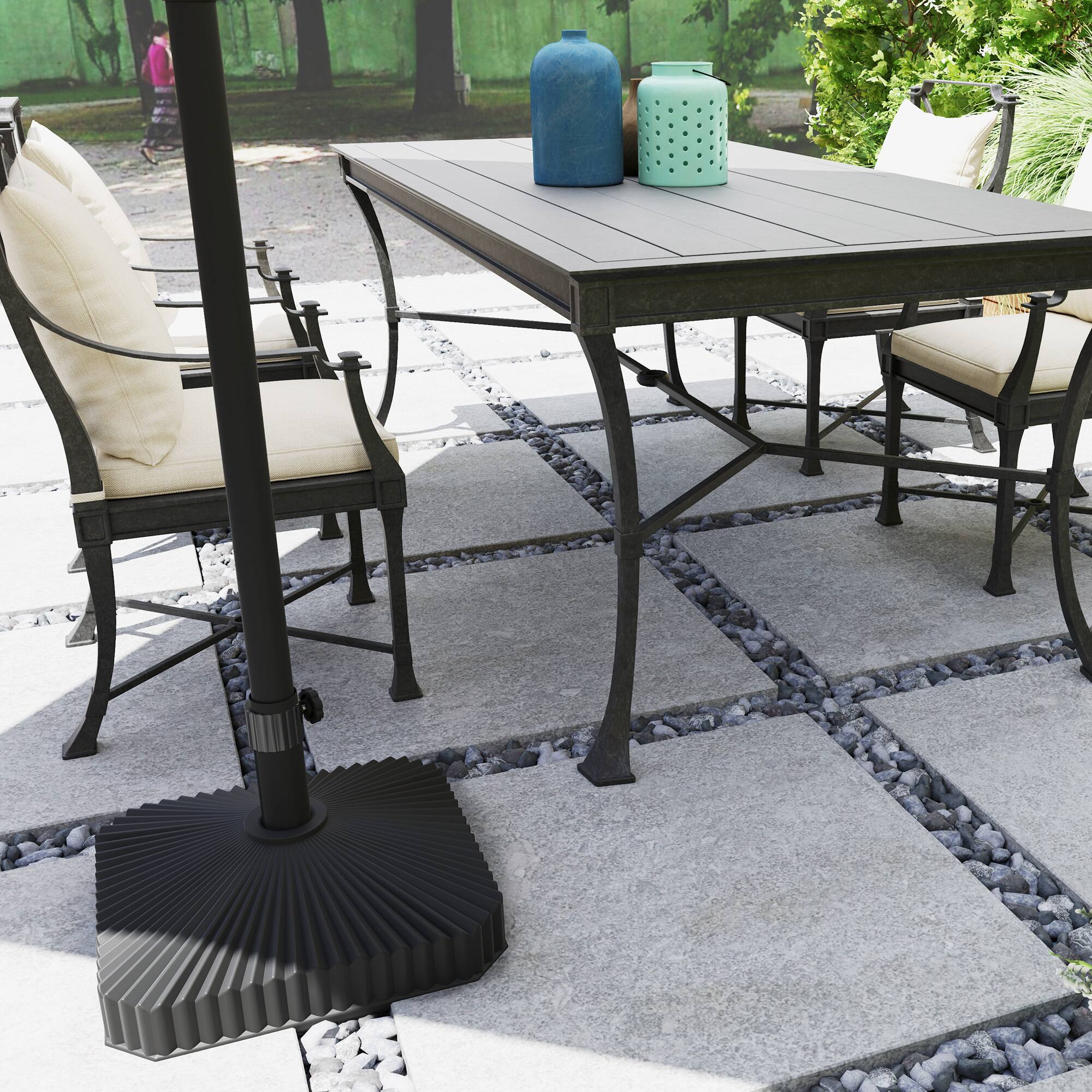 Alt View 4. Outsunny - Square Patio Umbrella Base Holder, Heavy Duty Outdoor Umbrella Stand Base, Filled Up to 42lbs with Stand or 33lbs - Black.