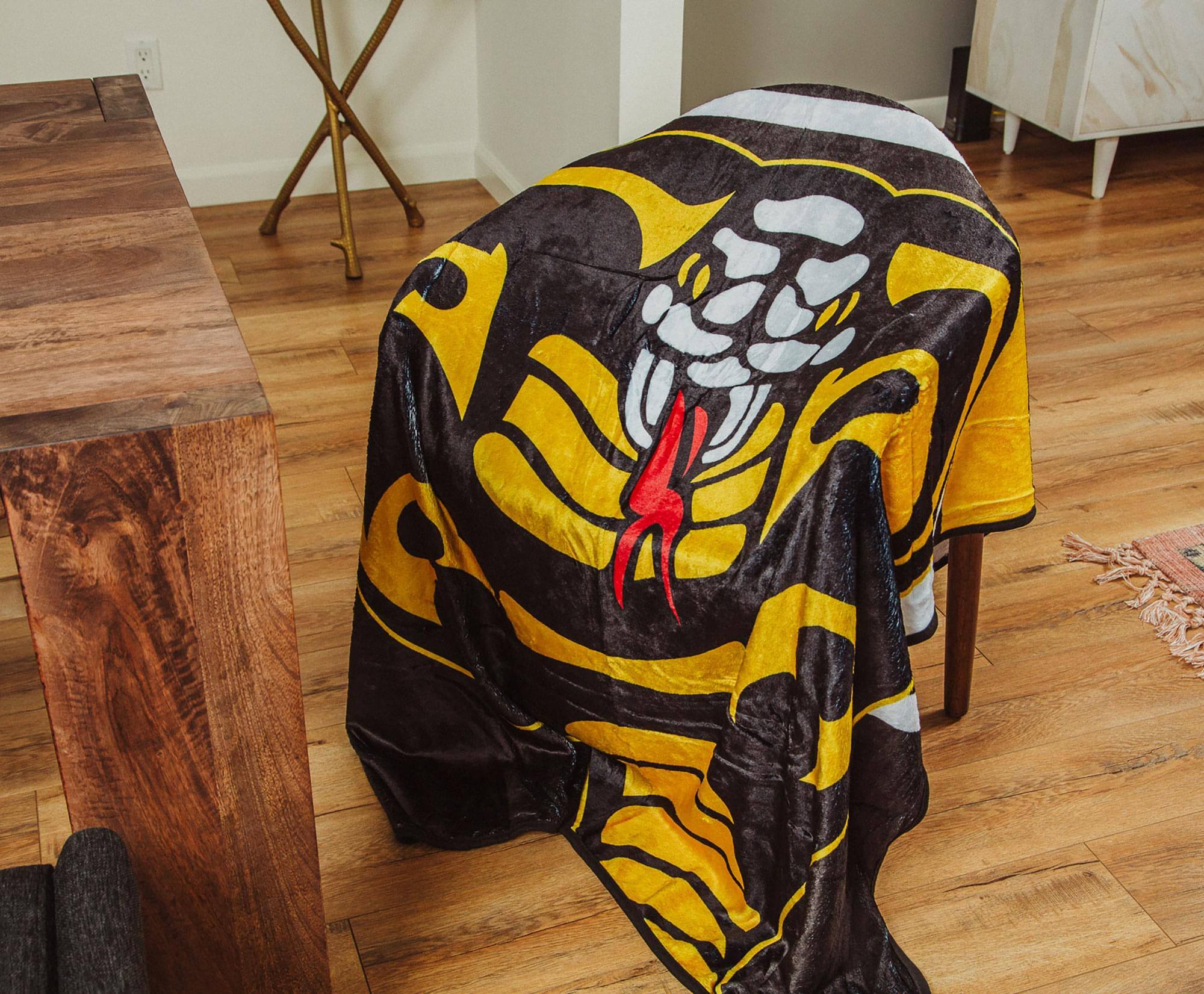 Alt View 4. Surreal Entertainment - The Karate Kid "Cobra Kai" Lightweight Fleece Throw Blanket | 45 x 60 Inches - Yellow.