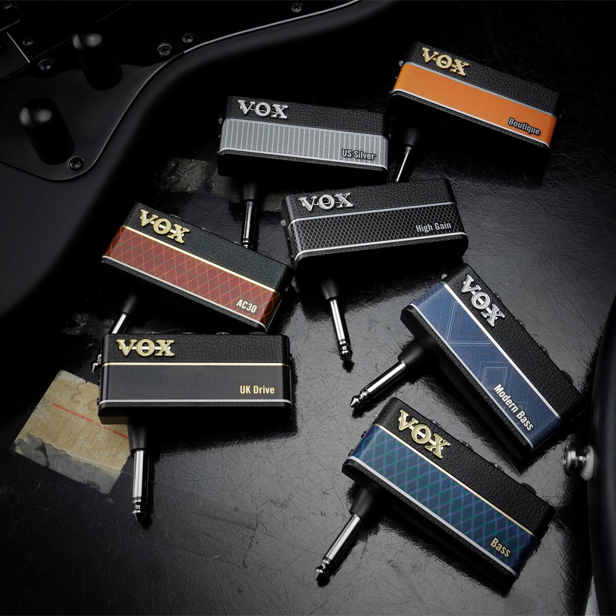 VOX US Silver  
VOX Boutique  
VOX AC30  
VOX High Gain  
VOX UK Drive  
VOX Modern Bass  
VOX Bass