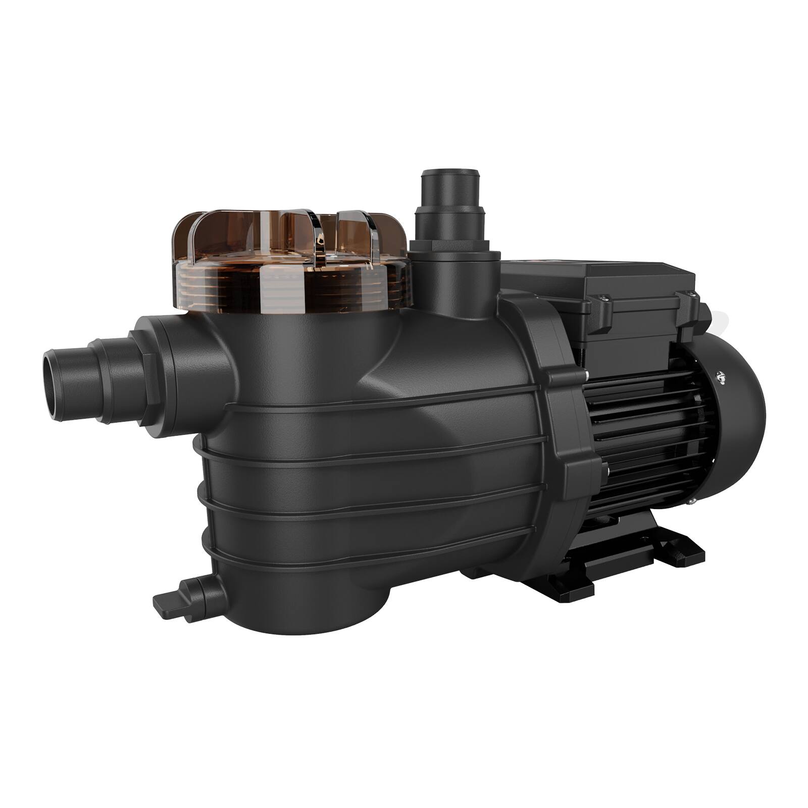 Front. Winado - 1HP Pool Pump with 24-Hour Timer, 3692 GPH Flow Rate, 2" Ports with 1-1.5" Adapter for Above Ground Pools, Inground Pool - Black.