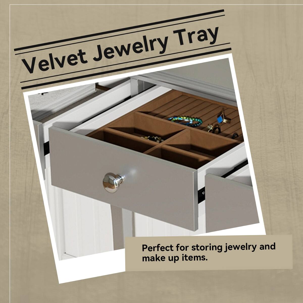 Velvet Jewelry Tray

Perfect for storing jewelry and make up items.