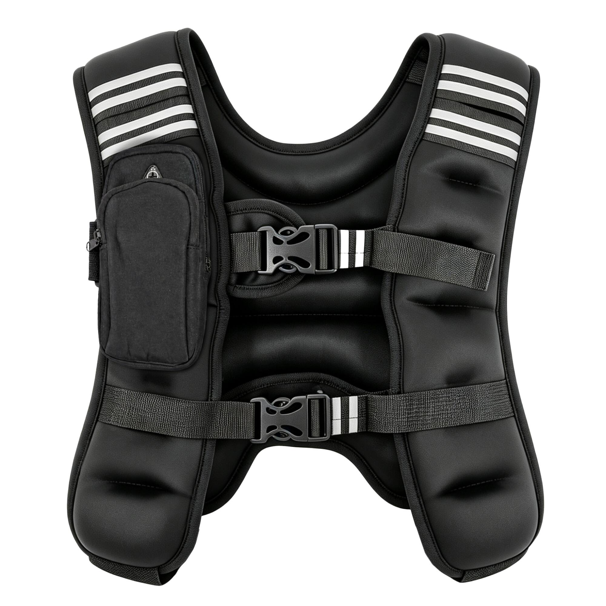 Front. BalanceFrom Fitness - BalanceFrom 16 lb Weighted Nylon Tactical Vest with Quick Release & Phone Pouch - Black.