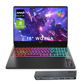 HP - Omen MAX 16" WQXGA Laptop - AMD Ryzen AI 7 350 - 64GB RAM - 2TB SSD - NVIDIA GeForce RTX 5070 - 7 in-1 USB-C Hub - Black