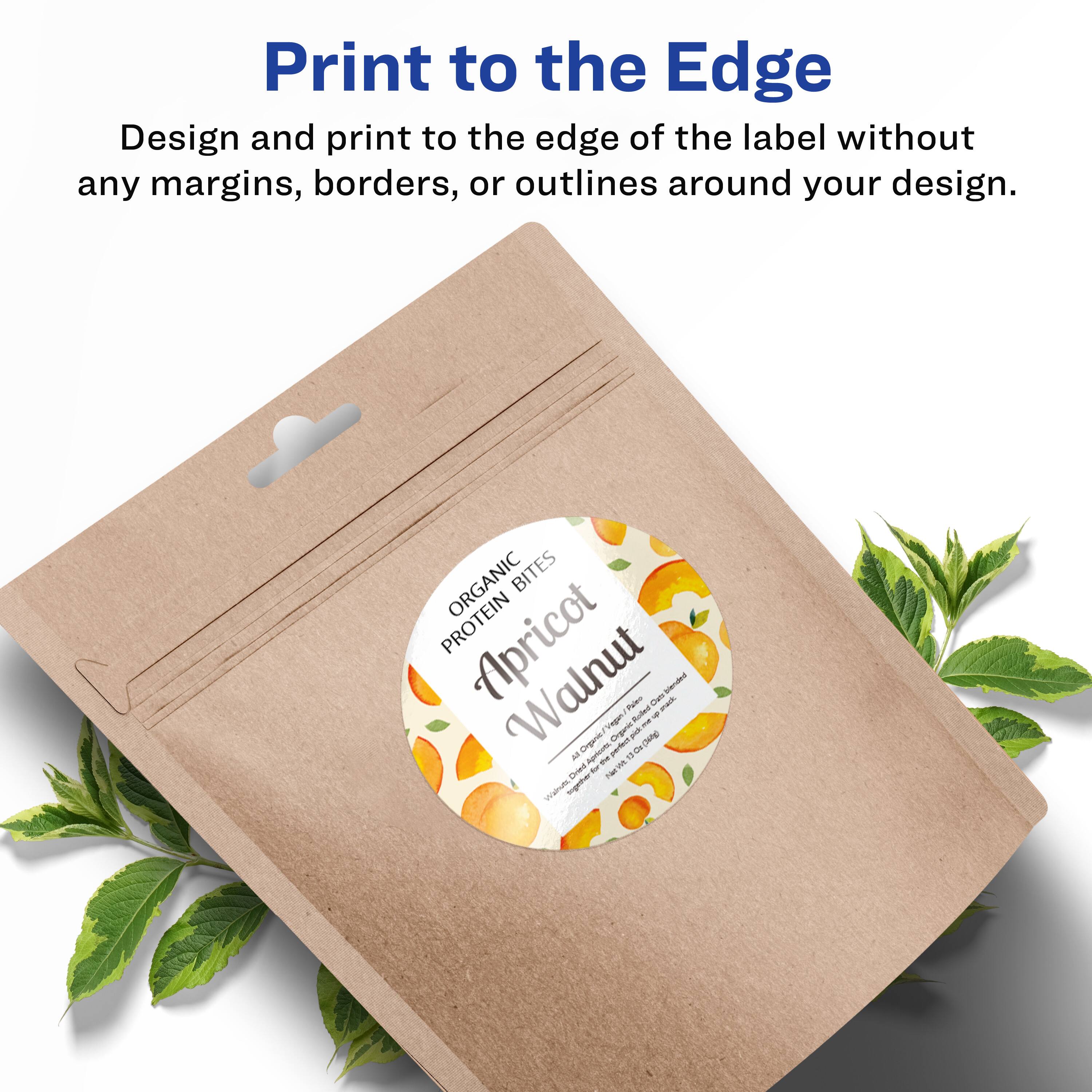 Print to the Edge

Design and print to the edge of the label without any margins, borders, or outlines around your design.

ORGANIC BITES PROTEIN Apricot Walnut