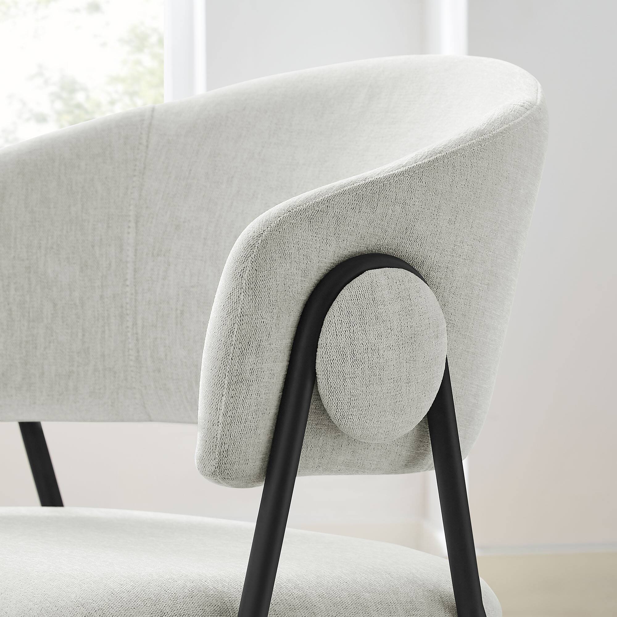 Alt View 6. Modway - Nella Upholstered Heathered Chenille Dining Chairs Set of 2 by Modway - Black.