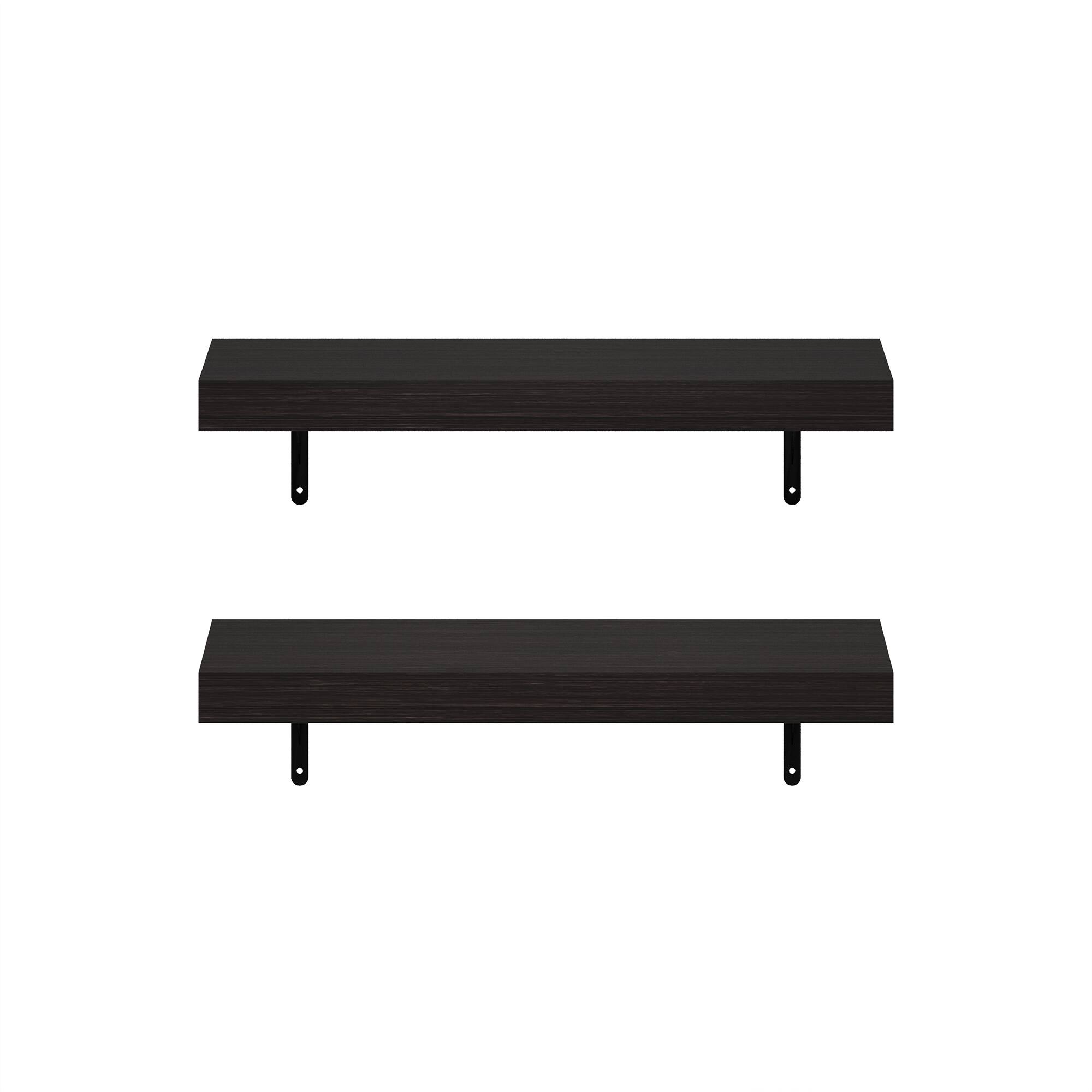 Alt View 2. Furinno - Tanna 22-Inch Wall Mounted Floating Display Shelves, Set of 2 - Tobacco Oak.