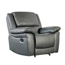 Manhattan Lane - Larus Manual Recliner Chair, Pillow Top Arms, Dark Gray Leather Match - Dark Gray, Black