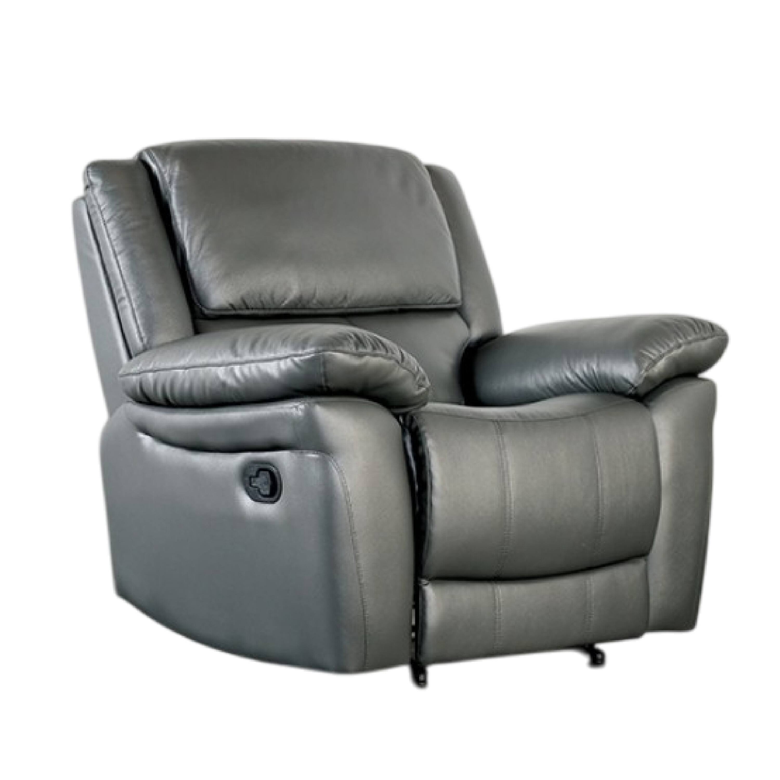 Front. Manhattan Lane - Larus Manual Recliner Chair, Pillow Top Arms, Dark Gray Leather Match - Dark Gray, Black.