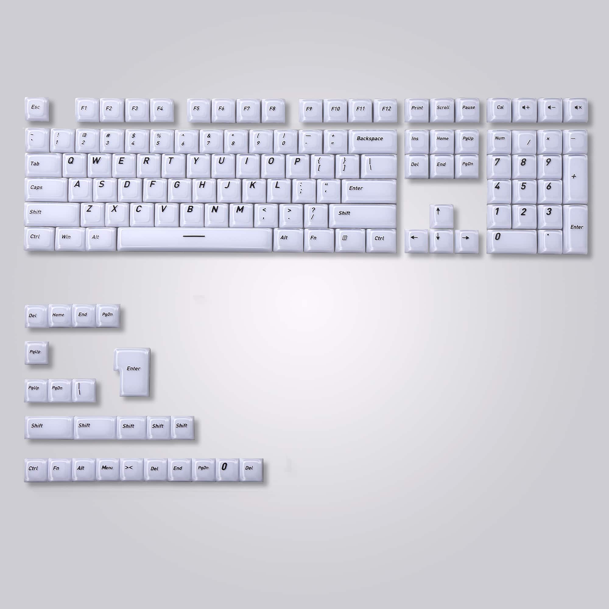 Womier - Frosted Jelly Keycaps,CSA Profile Shine Through Keys for Most US Layout Cherry MX Cross Stem Switch Mechanical Keyboards - White