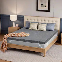 Bestier - 3-Inch Bamboo Fiber Mattress Topper with Bamboo Charcoal Gel Memory Foam - Gray