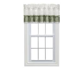 Ellis Curtain - Madelyn Ruffled Victorian 1.5" Rod Pocket Valances for Windows 60" x 16" - Sage