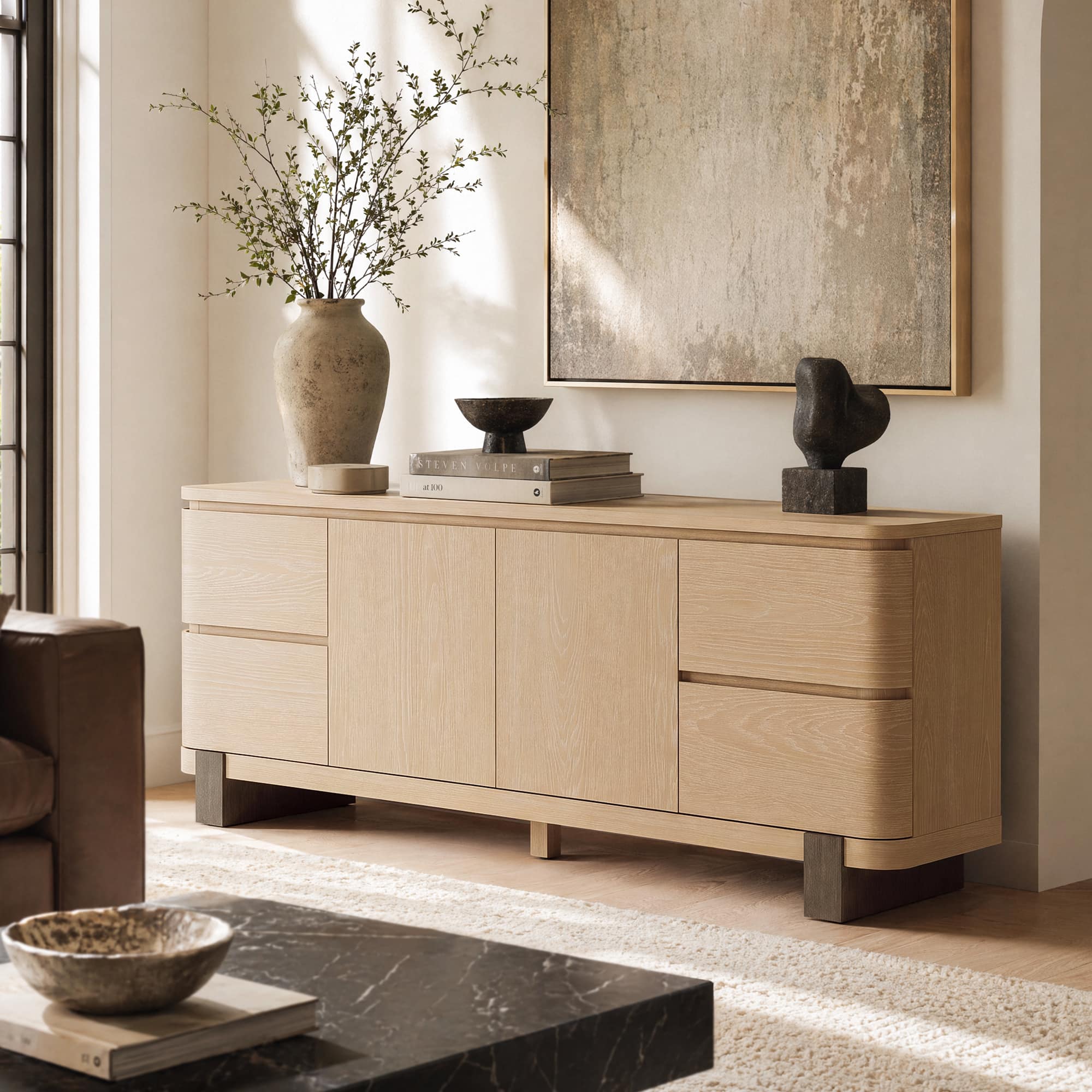"ModernMate - Fits Up to 75"" TVs Modern Entertainment Center with 4 Drawers and 2 Doors TV Stand - Natural Oak" price history on PriceWatchPro