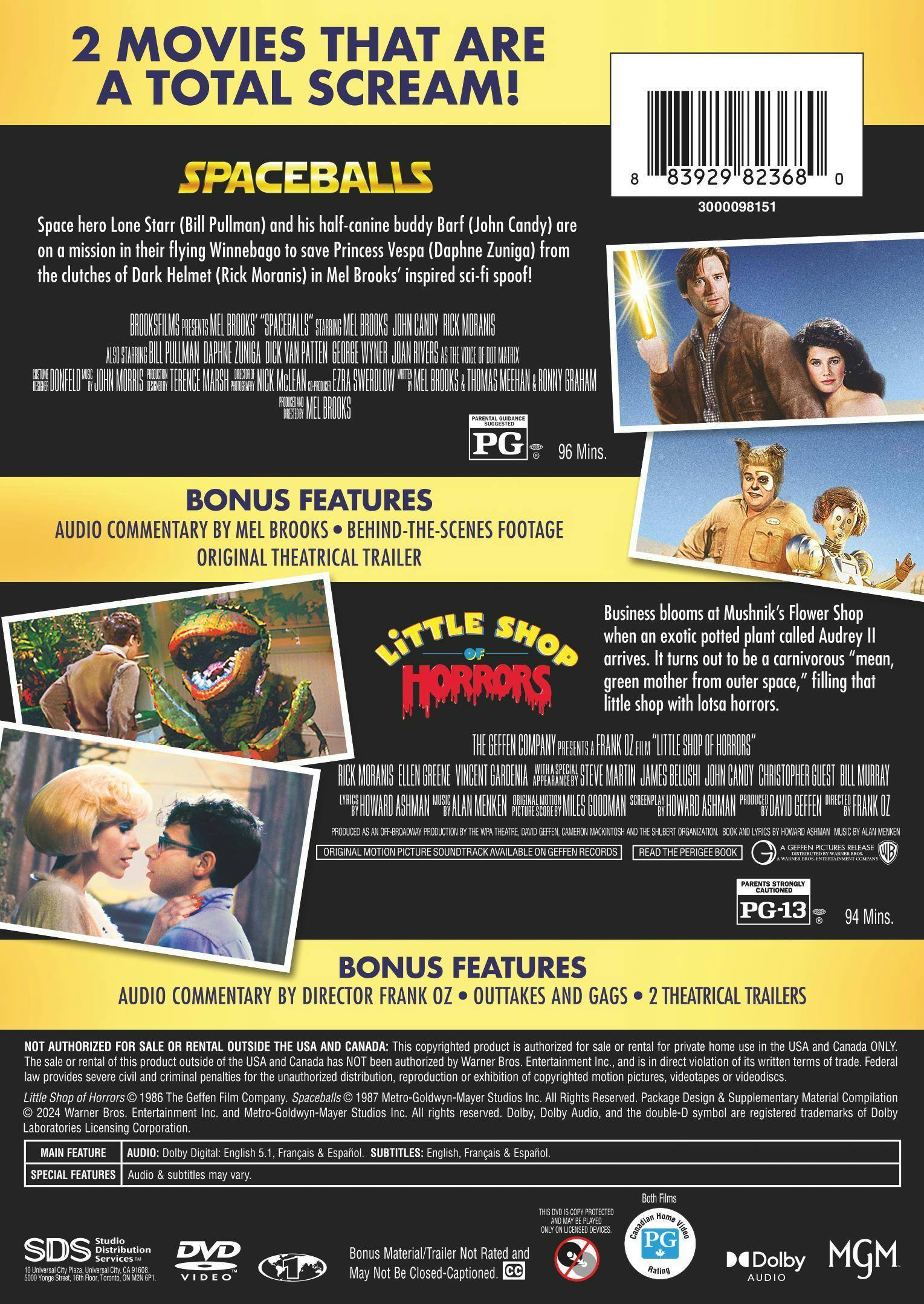 Back. Spaceballs / Little Shop of Horrors 2-Film Collection [DVD].