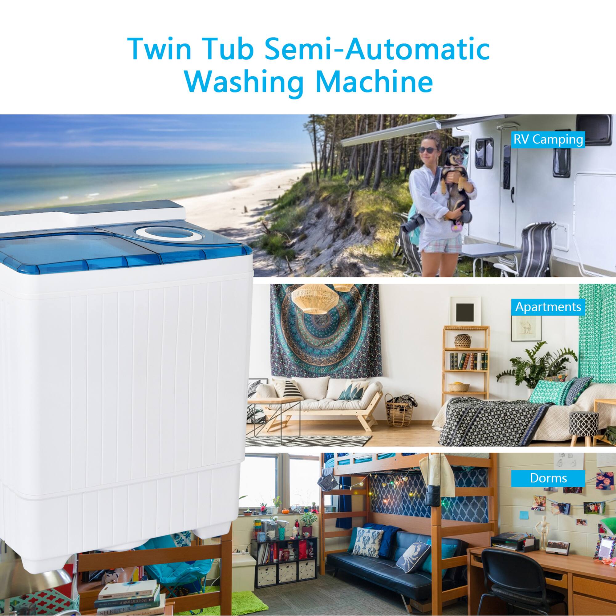 Twin Tub Semi-Automatic Washing Machine

RV Camping

Apartments

Dorms