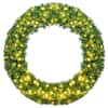 Front. Costway - 48'' Pre-lit Cordless Artificial Christmas Wreath 714 Tips w/ 200 LED Light&Timer - Green.