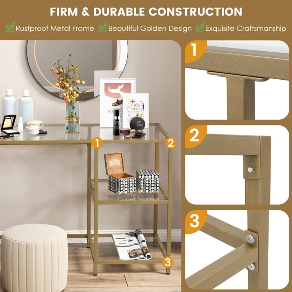 FIRM & DURABLE CONSTRUCTION  
- Rustproof Metal Frame  
- Beautiful Golden Design  
- Exquisite Craftsmanship