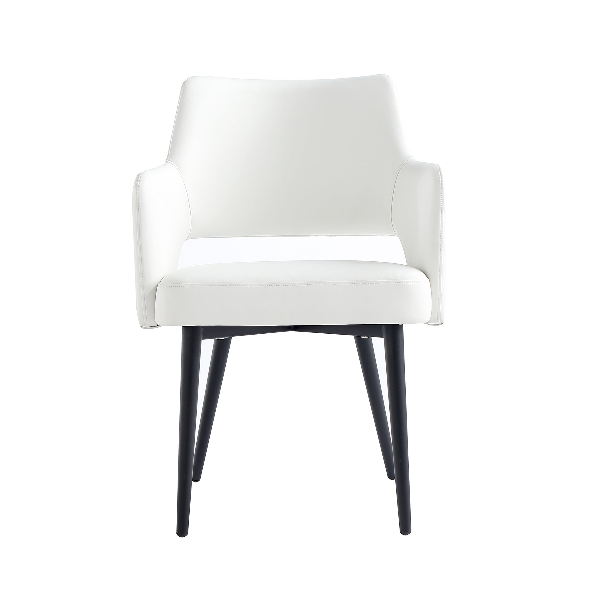 Front. Manhattan Comfort - Tremont Modern Metal Vegan Leather Dining Chair with Arms - White.