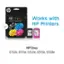 The text on the image is grouped and corrected as follows:

"Works with HP Printers: HP Envy 6152e, 6155e, 6552e, 6555e, 6558e."