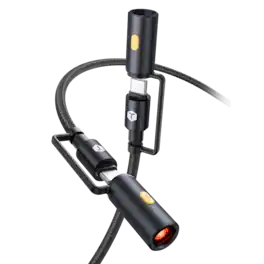 ToughTested - Survivor 3-in-1 USB-C PD Cable, 60W Fast Charging with LED Flashlight & Flameless Lighter - Black