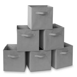 Casafield - (Set of 6) Collapsible Fabric Cubes - Storage Bins - Gray