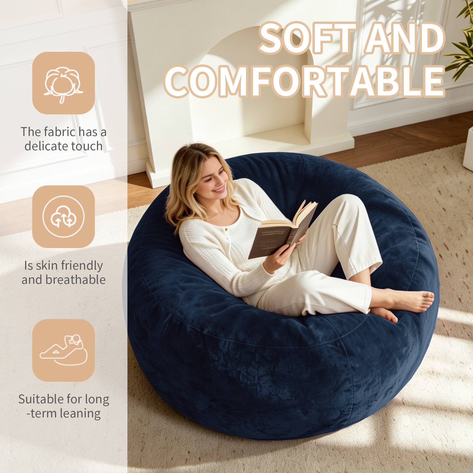 SOFT AND COMFORTABLE

The fabric has a delicate touch

Is skin friendly and breathable

Suitable for long-term leaning