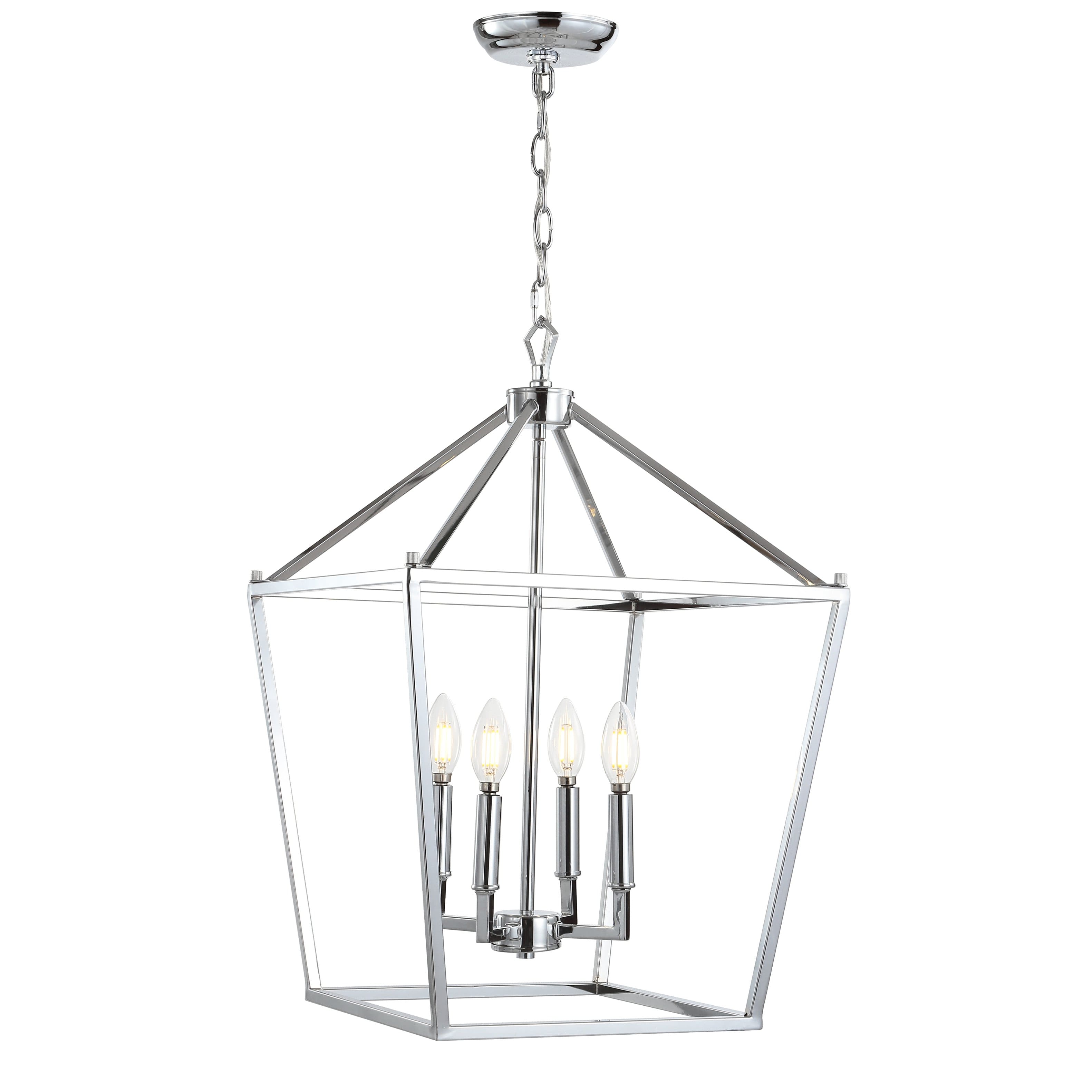 "Jonathan Y - Pagoda 16"" 4-Light Classic Traditional Metal Cage Lantern LED Pendant - Chrome" price history on PriceWatchPro