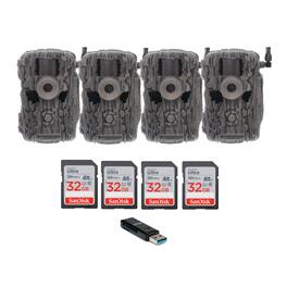 Muddy - Stealth Cam Fusion X-Pro 36MP 720P Cellular Dual Sim Trail Camera 4-Pack Bundle