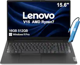 Lenovo - Upgraded - V Series V15 Gen 4 Laptop - 15.6" FHD - AMD Ryzen 7 7730U - 16GB RAM - 512GB SSD - Numeric Keypad - IST HUB - Win 11Pro - Black