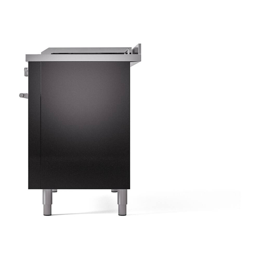 Alt View 4. ILVE - ILVE Professional Plus II Series 48 in. Dual Fuel Range with 5 Sealed Burners + Griddle (Liquid Propane, Satin Trim) - Glossy Black.