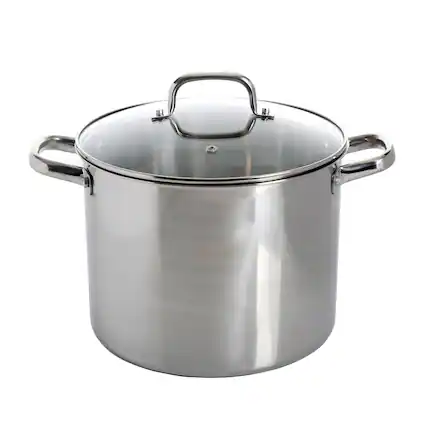 Front. Oster - Oster Adenmore 12 Quart Stainless Steel Stock Pot With Tempered Glass Lid - Silver.