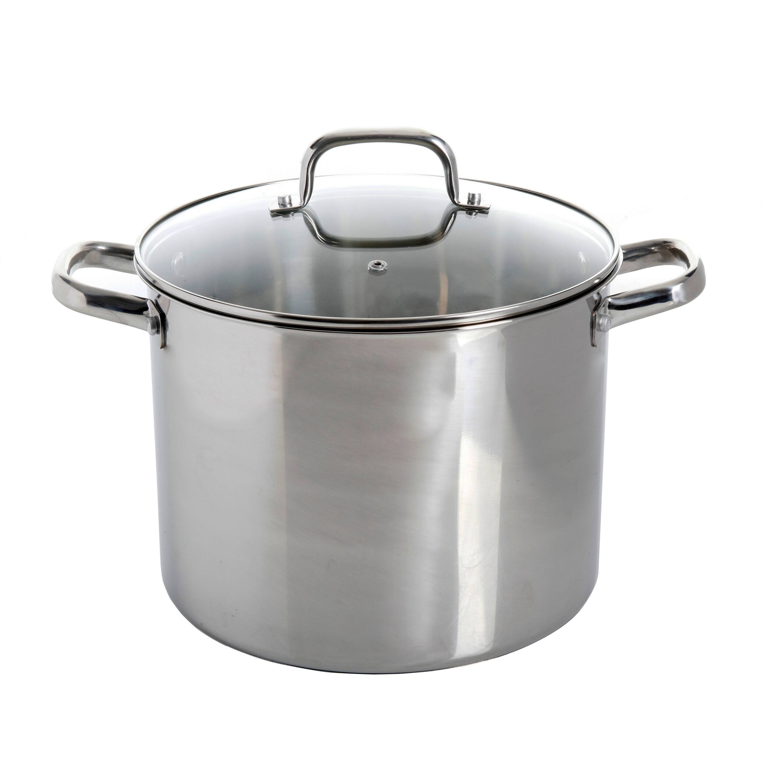 Oster - Adenmore 12 Quart Stainless Steel Stock Pot With Tempered Glass Lid - Silver