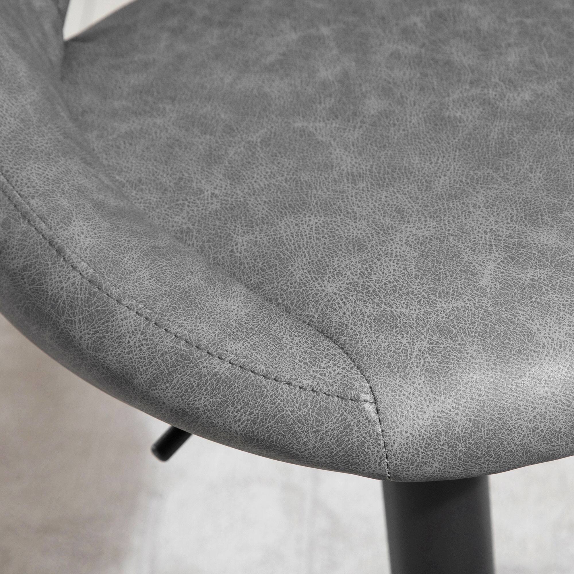 Alt View 7. Homcom - Bar Stools Set of 2, Swivel Bar Height Barstools Chairs with Adjustable Height, Round Heavy Metal Base, and Footrest - gray.