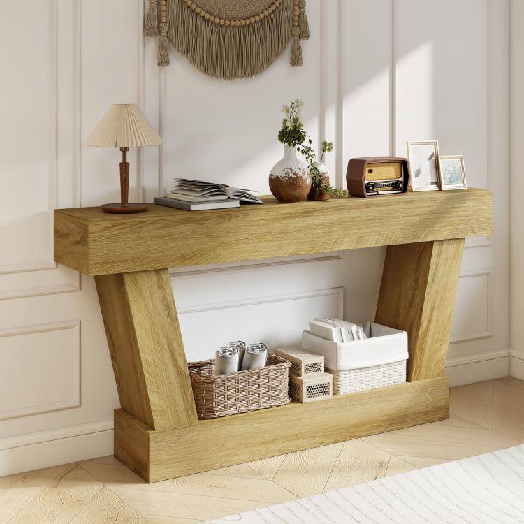 PULUZ 63 Inch Vintage Console Table, Narrow Entryway Table with Open ...
