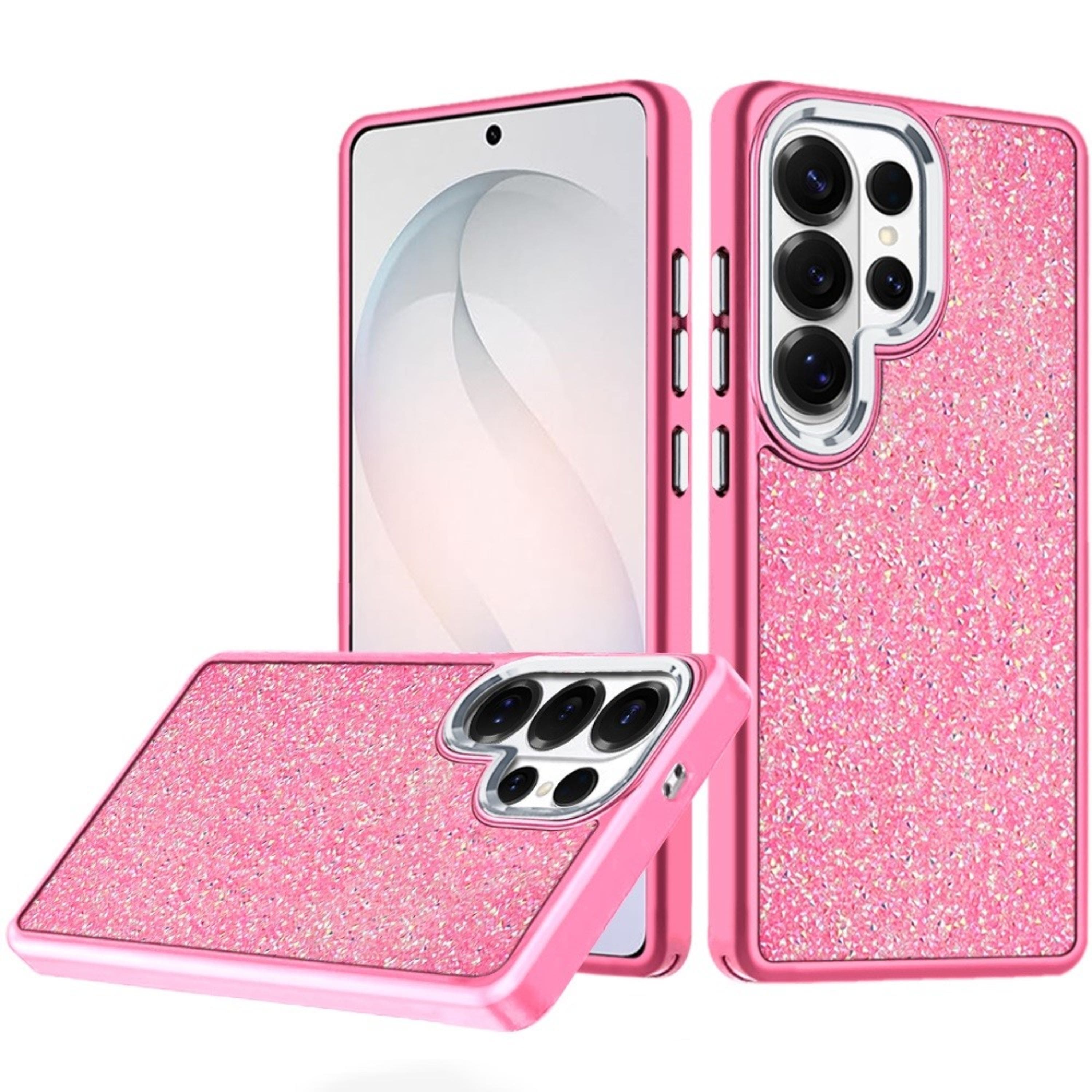 Kitcheniva - Full Crystal Bling Metallic Buttons Plus Tempered Glass For Samsung S26 Ultra - Hot Pink price history on PriceWatchPro