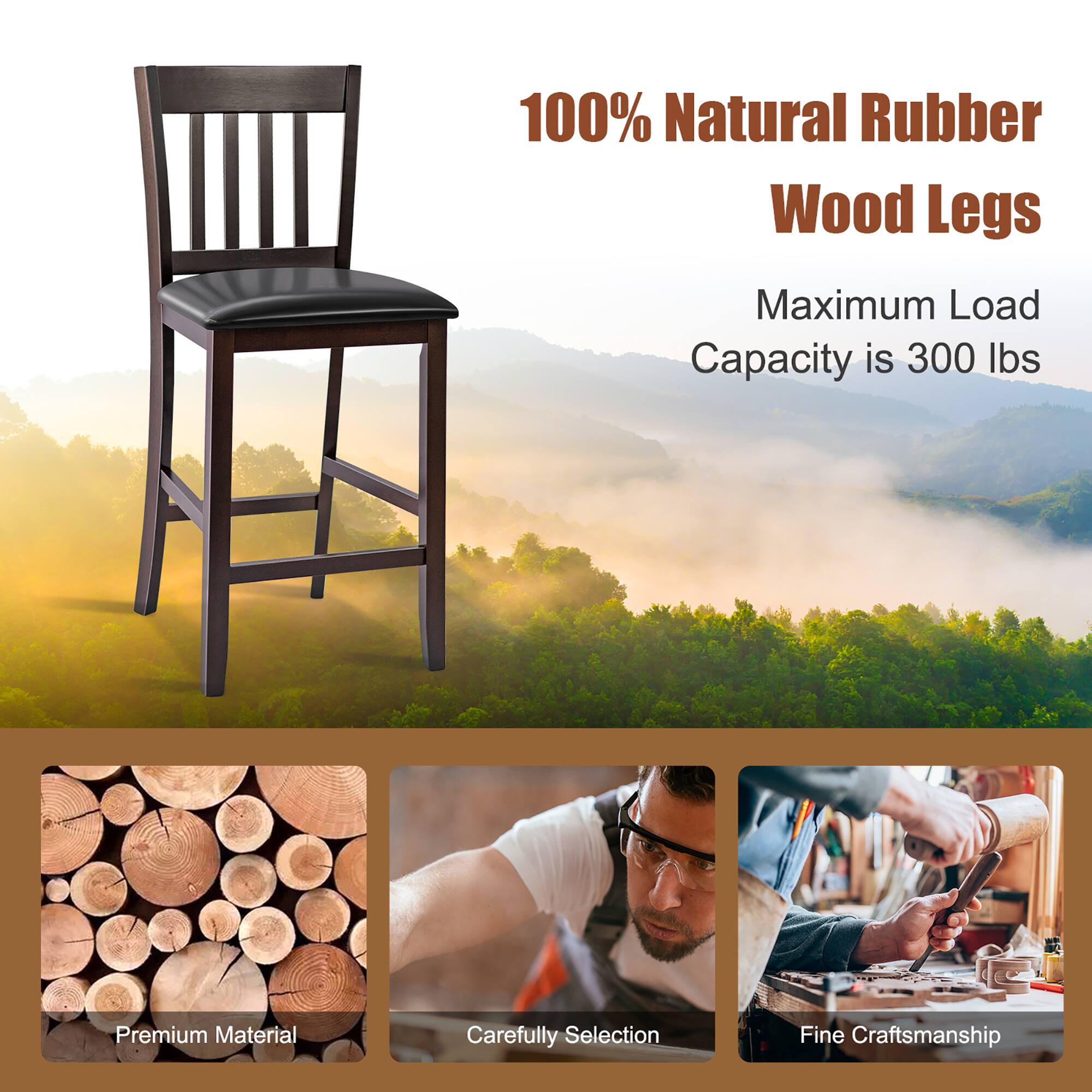 100% Natural Rubber Wood Legs
Maximum Load Capacity is 300 lbs
Premium Material
Carefully Selection
Fine Craftsmanship