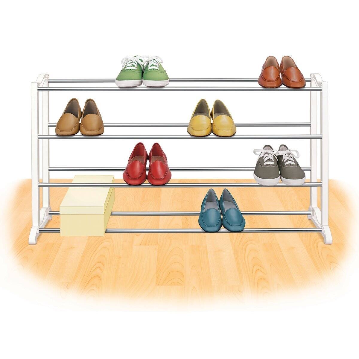 Left. Hivvago - 4-Tier Shoe Rack - Holds up to 20 Pair of Shoes - White.