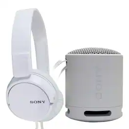 Sony - XB100 Waterproof Bluetooth Speaker Gray + MDR-ZX110 Wired Headphones - White