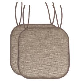 Sweet Home Collection - Cameron Memory Foam No Slip Back 16" x 16" Chair Pad Cushion with Ties, 2-Pack - Beige/Brown
